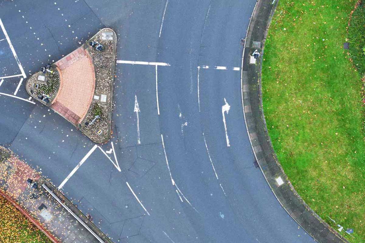 Aerial drone survey for council highways asset management and road marking degradation analysis