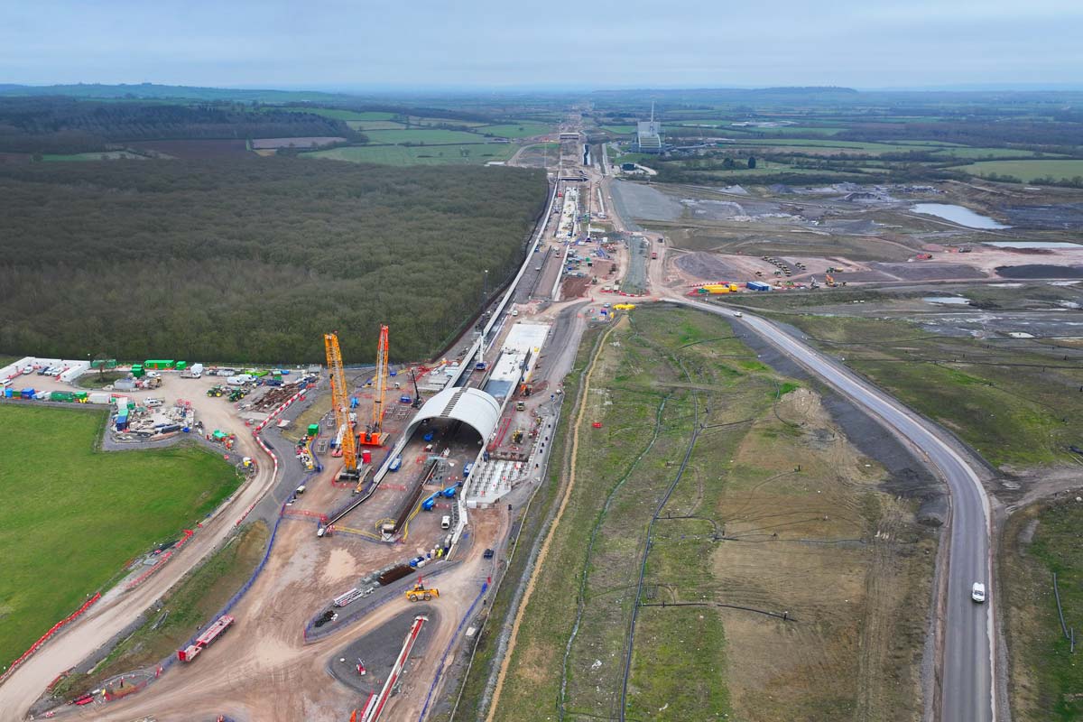 Aerial HS2 rail corridor mapping and construction progress tracking