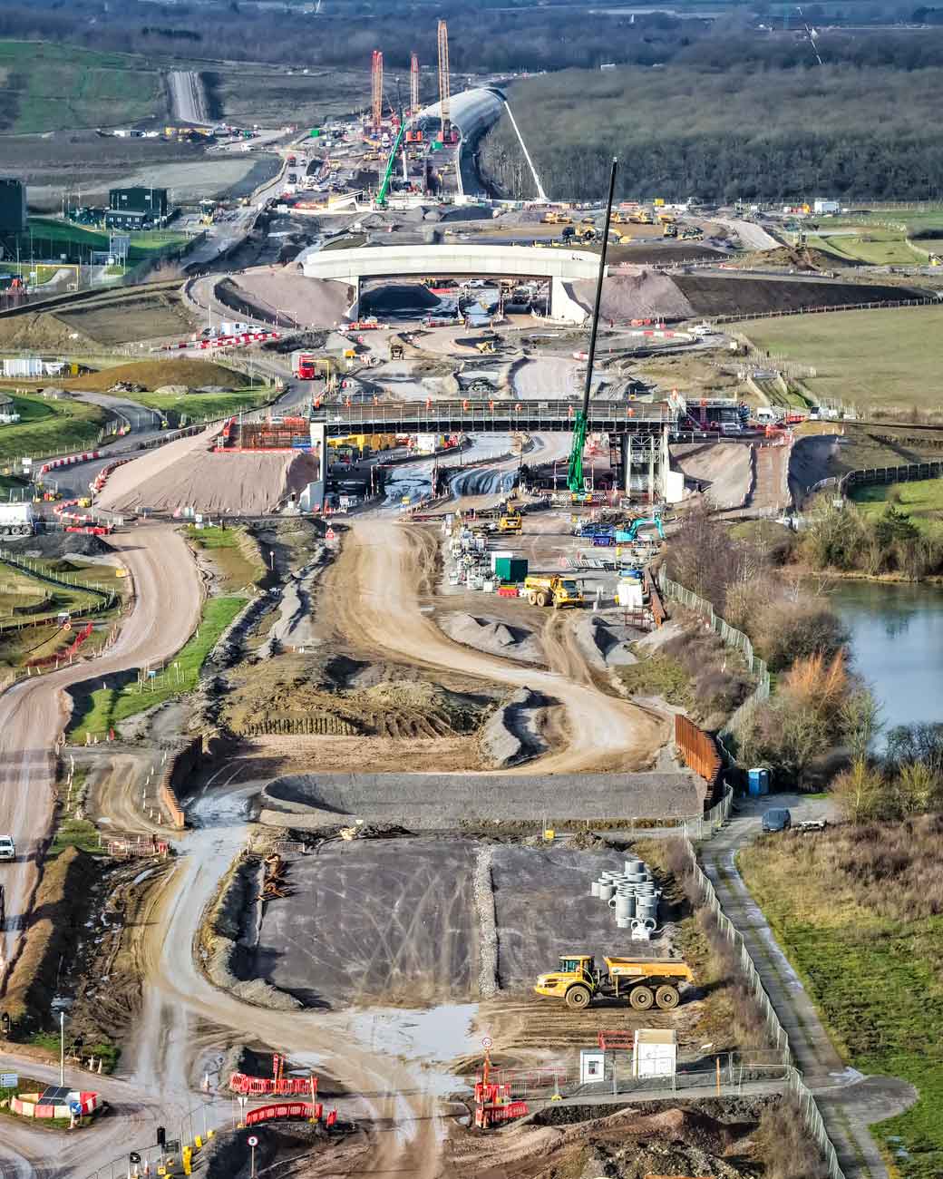 Aerial progress monitoring of HS2 rail construction corridor