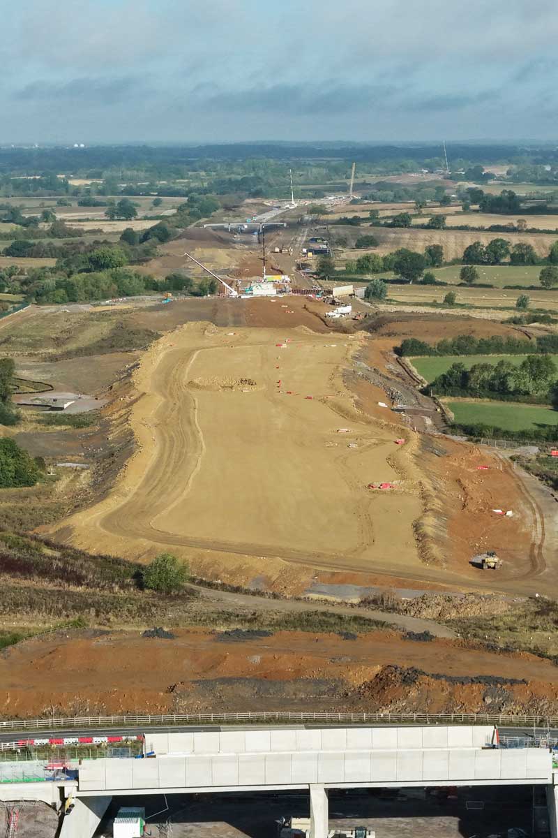 Aerial survey showing staged construction progress