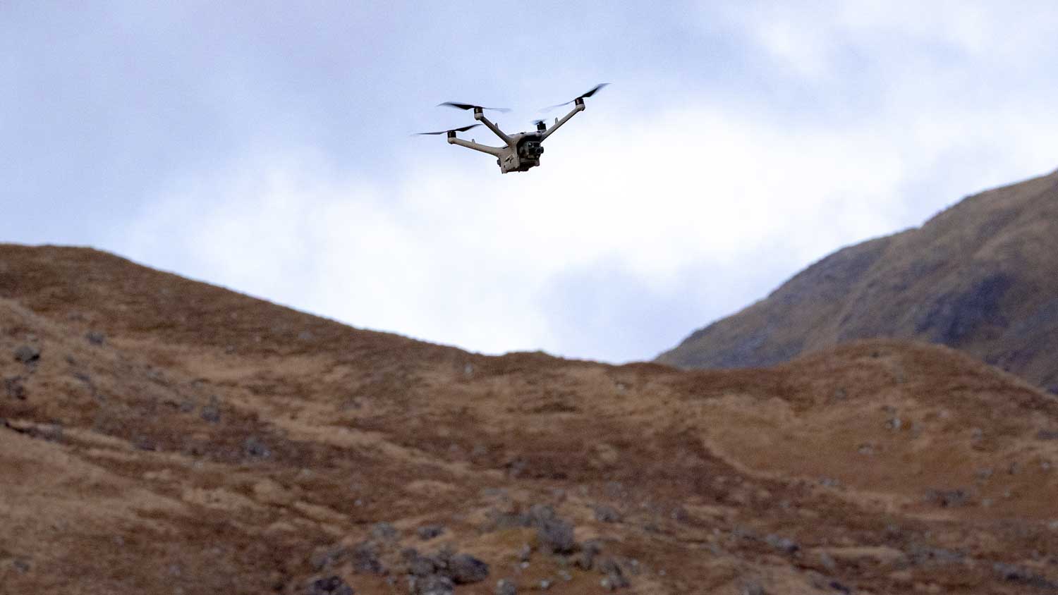 Drone deer counting survey flight in the Scottish Highlands